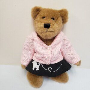 Dan Dee 15" Teddy Bear Pink Knit Sweater Black Poodle Skirt Plush